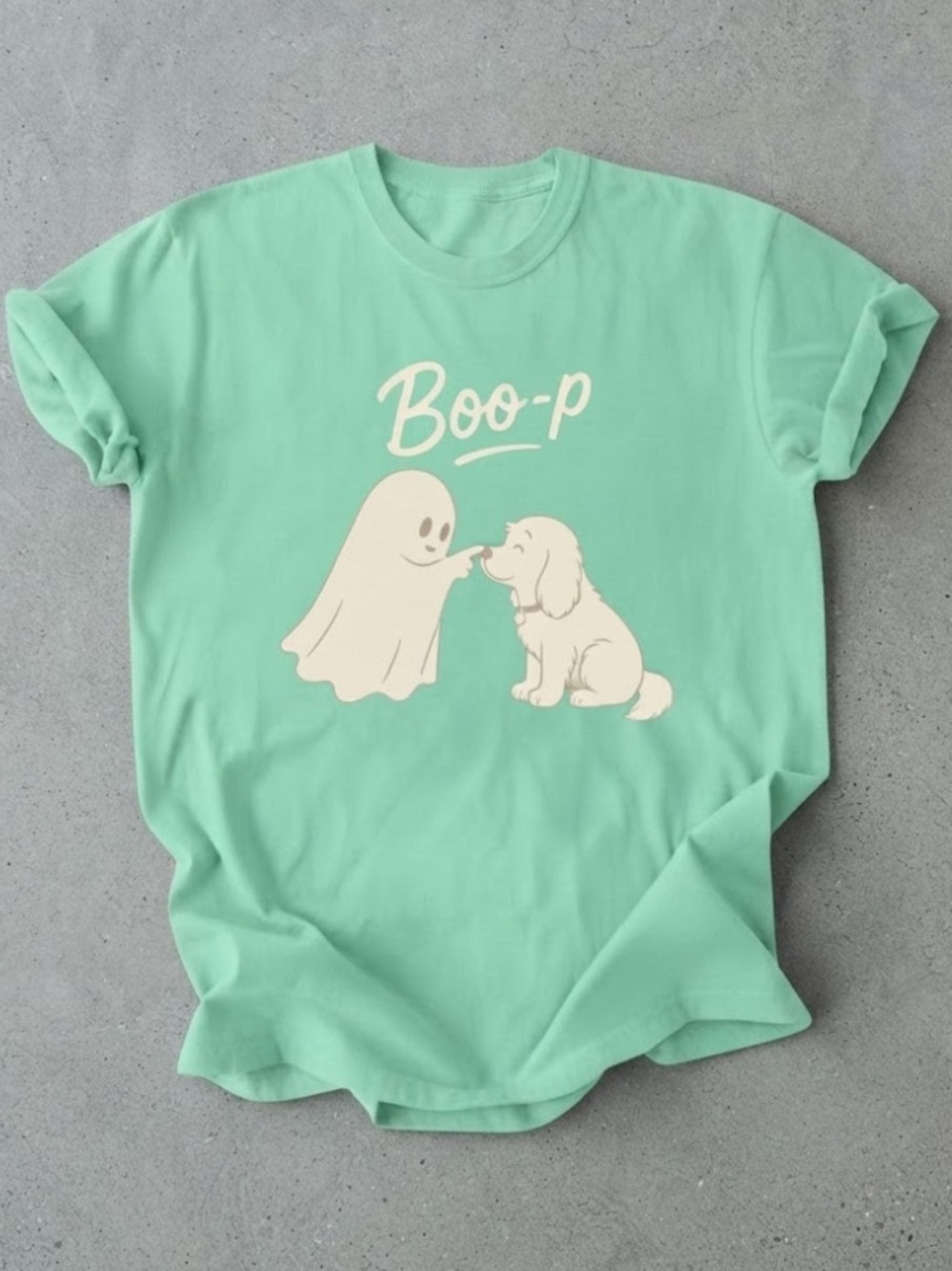 Ghost Dog Boo-p Cute Graphic Mint Comfort Colors T-Shirt